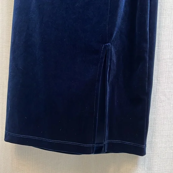 Premier Amour Velvet Short Sleeve Midi Sheath Dress Size 2 Slit - Picture 4 of 7